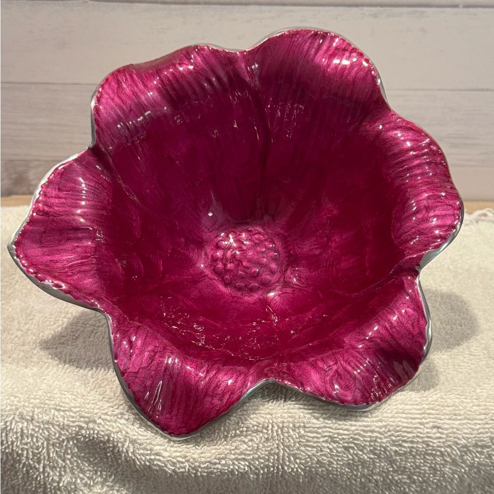 Julia Knight Flower Collection Lily Bowl 8-inch Pomegranate (Raspberry)color